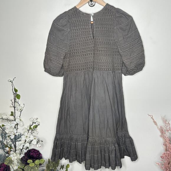 ANTHROPOLOGIE x OTHILIA Puff Sleeve Cottagecore Dress Gray Sz 2 {B25} - Picture 3 of 5